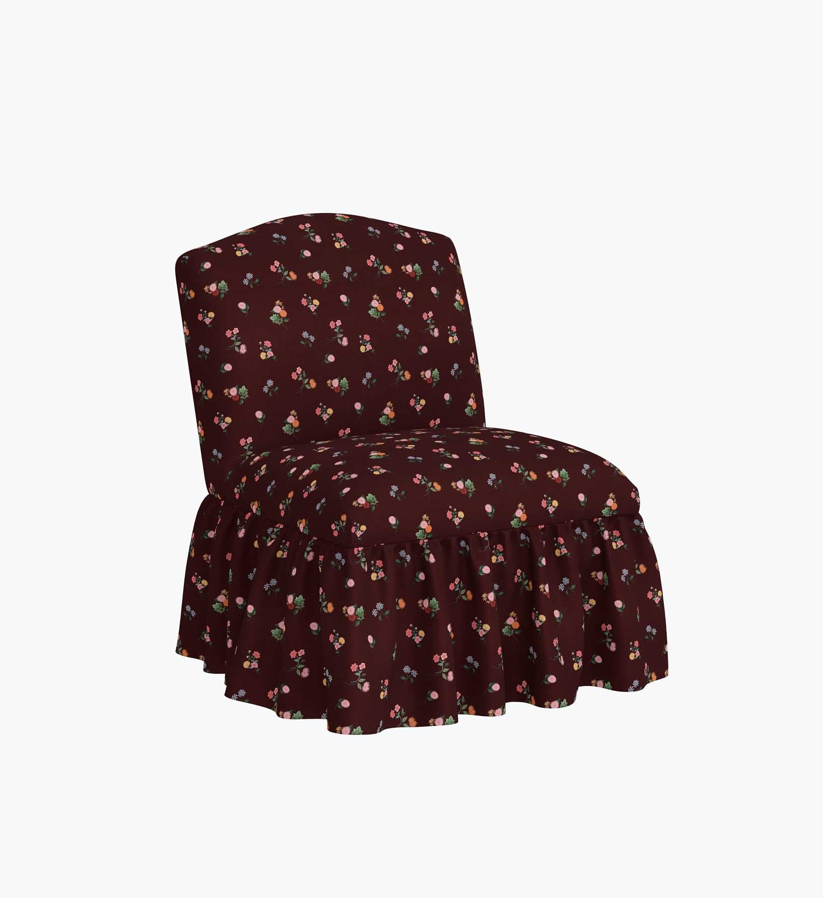 Edie Slipper Chair - Ditsy Dahlia Burgundy