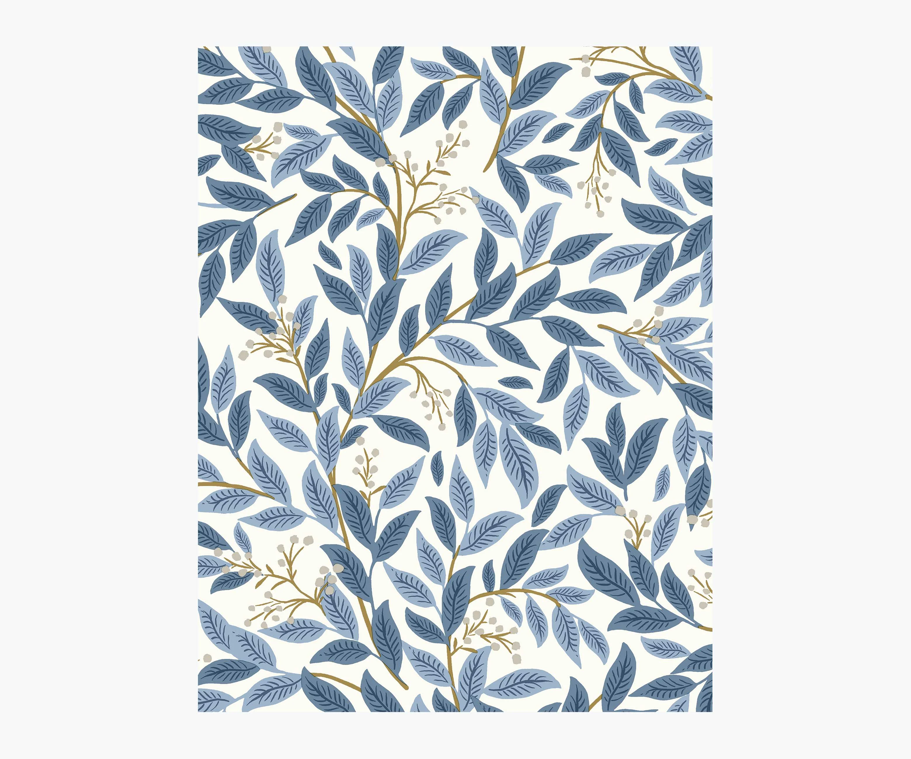 Willowberry Wallpaper Sample - Blue & White