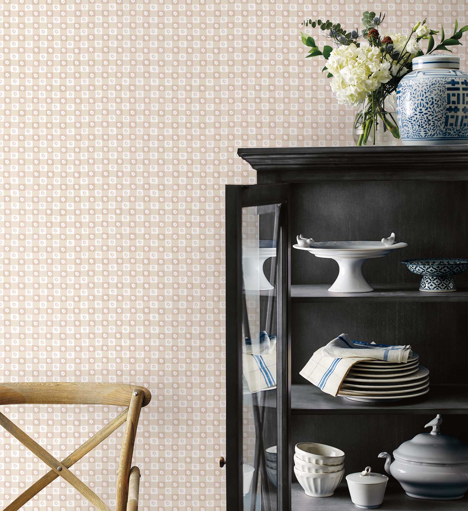 Daisy Gingham Peel & Stick Wallpaper - Blush
