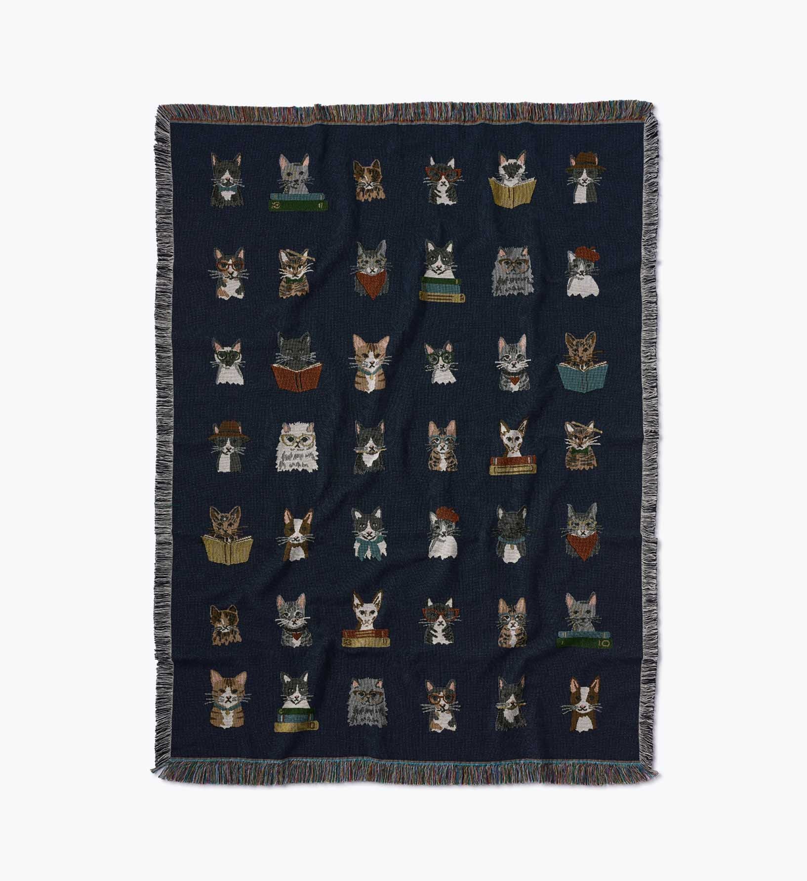 Woven Blanket - Studious Cats