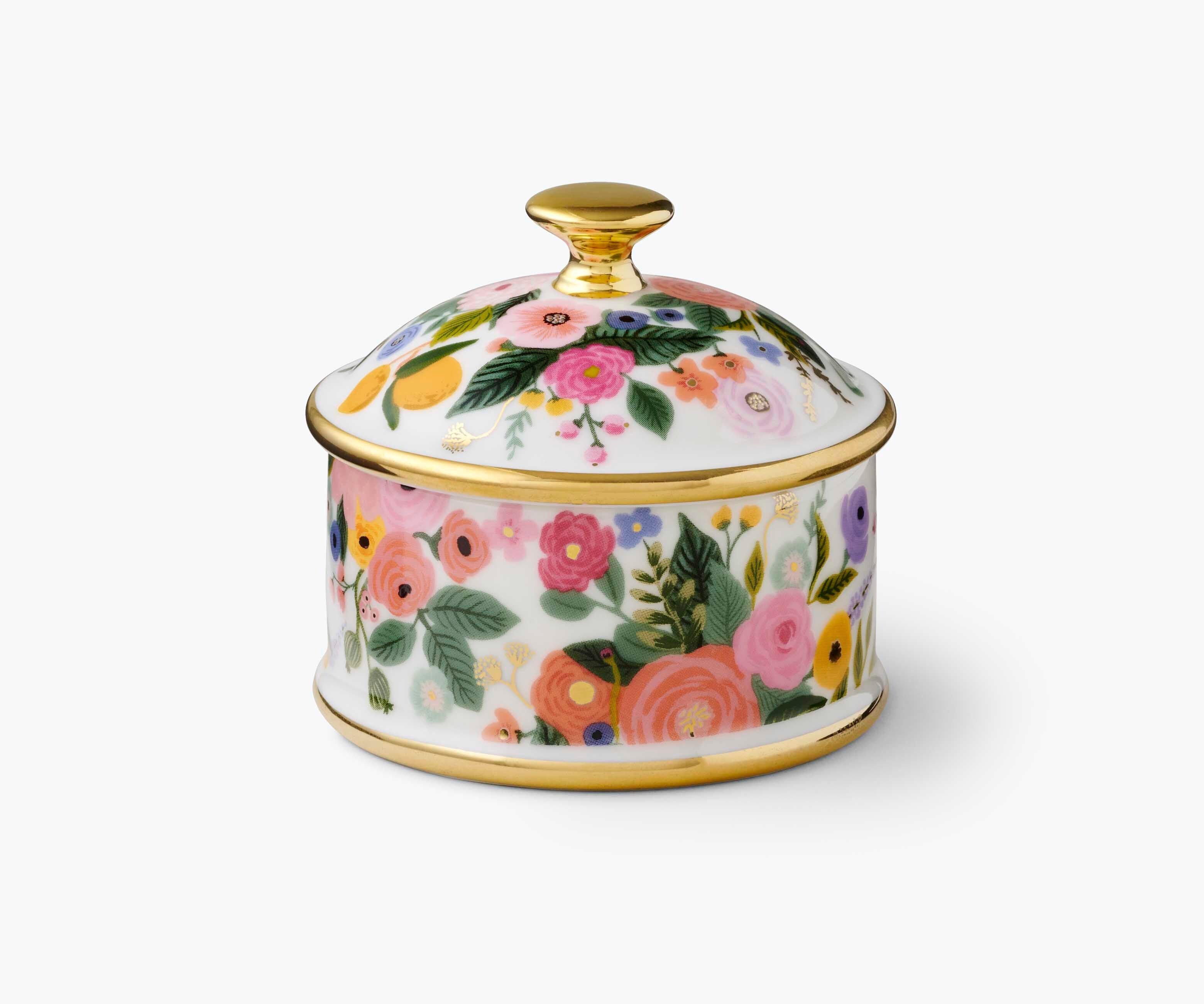 Round Porcelain Box - Garden Party