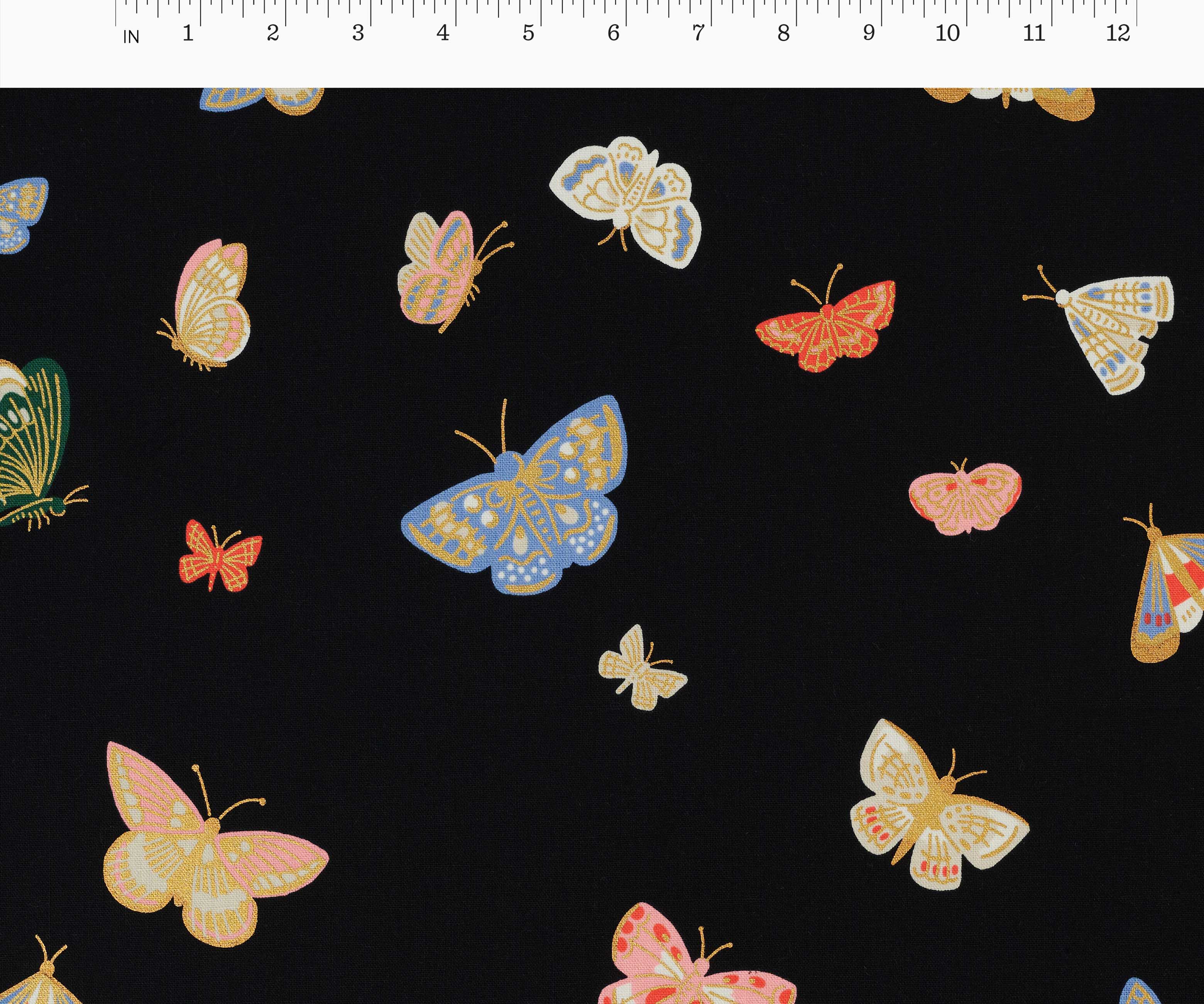 Butterfly House Canvas Metallic Fabric - Black