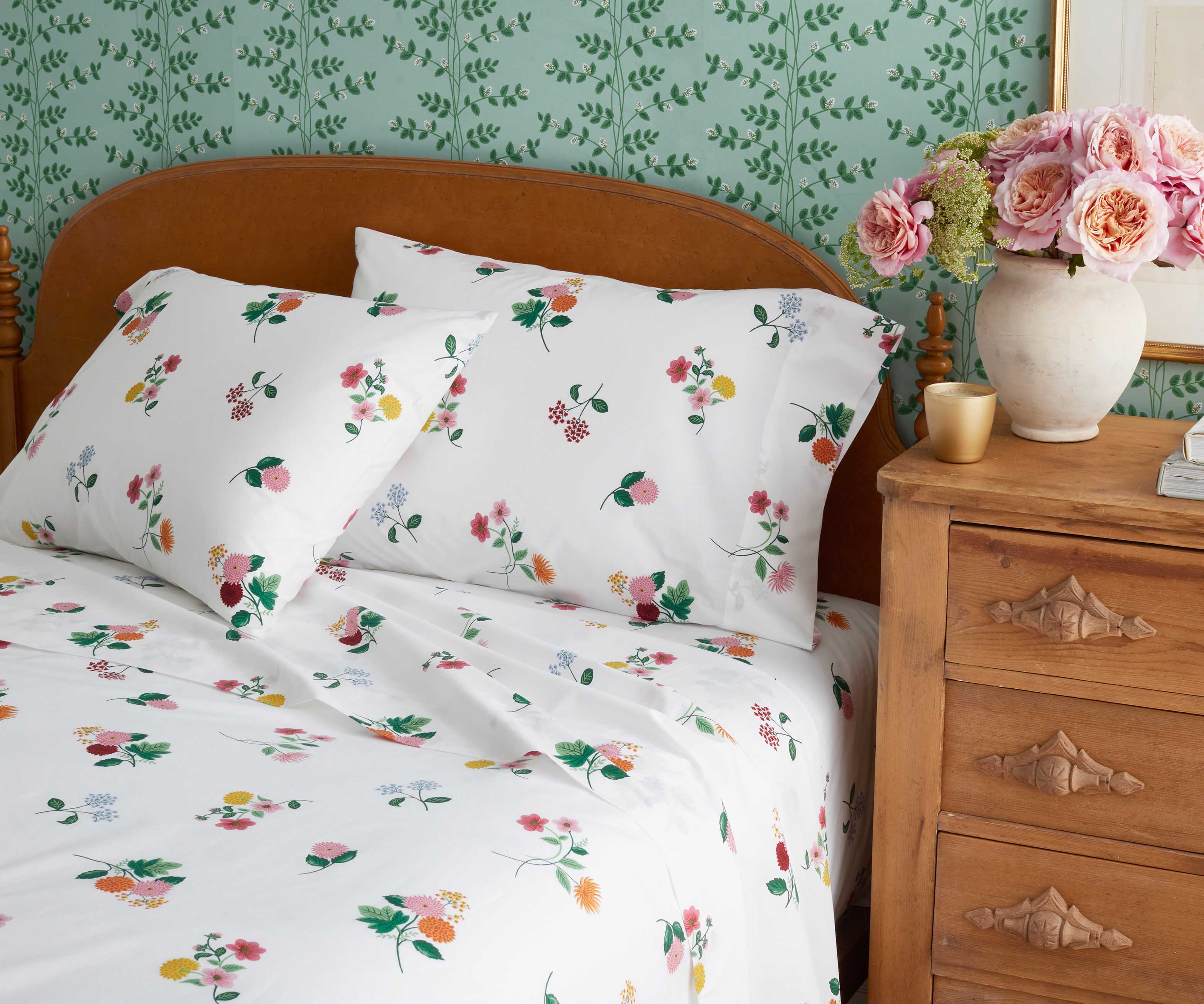 Percale Flat Sheet - Ditsy Dahlia