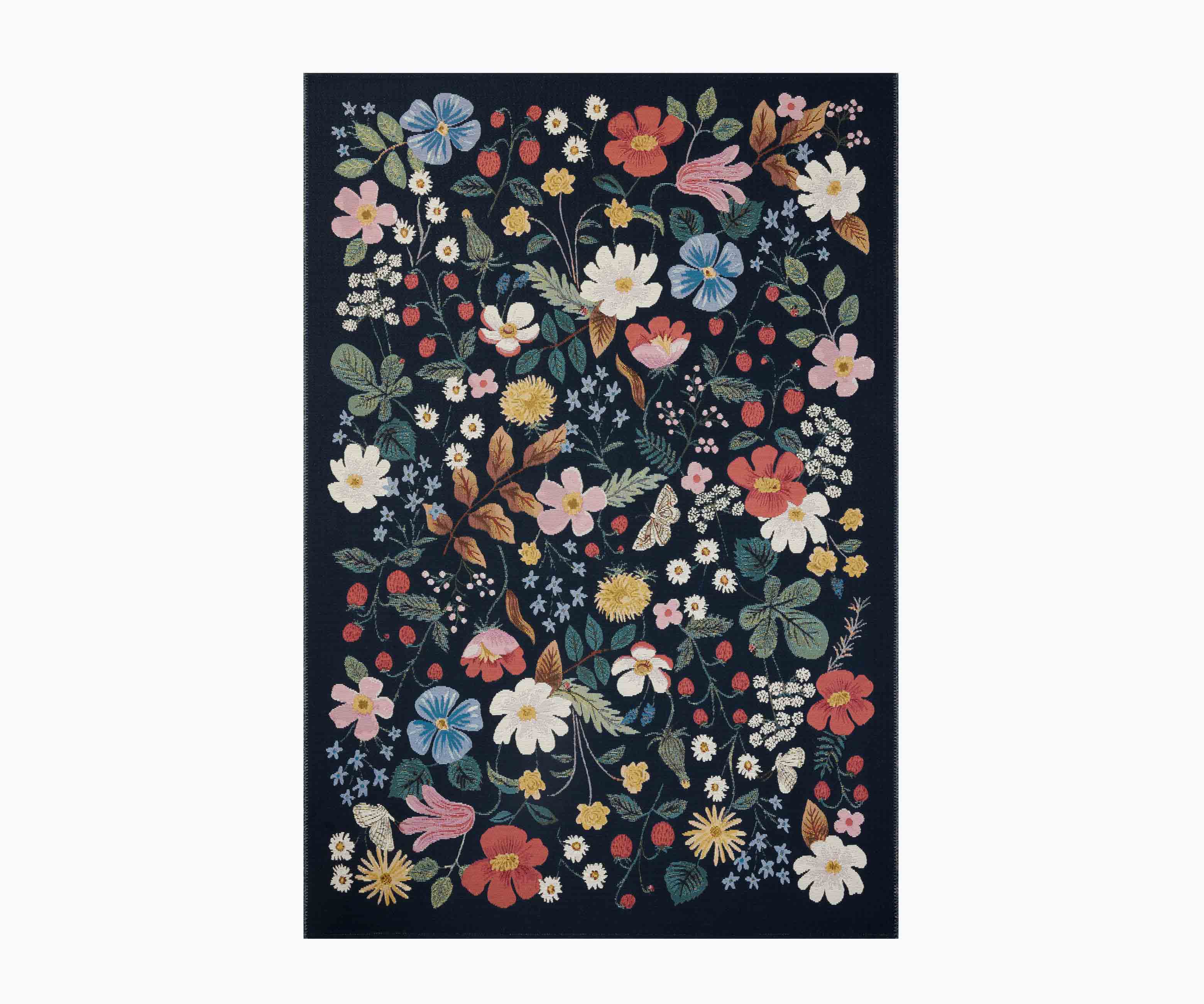 Perennial Strawberry Fields Power Loomed Rug - Black