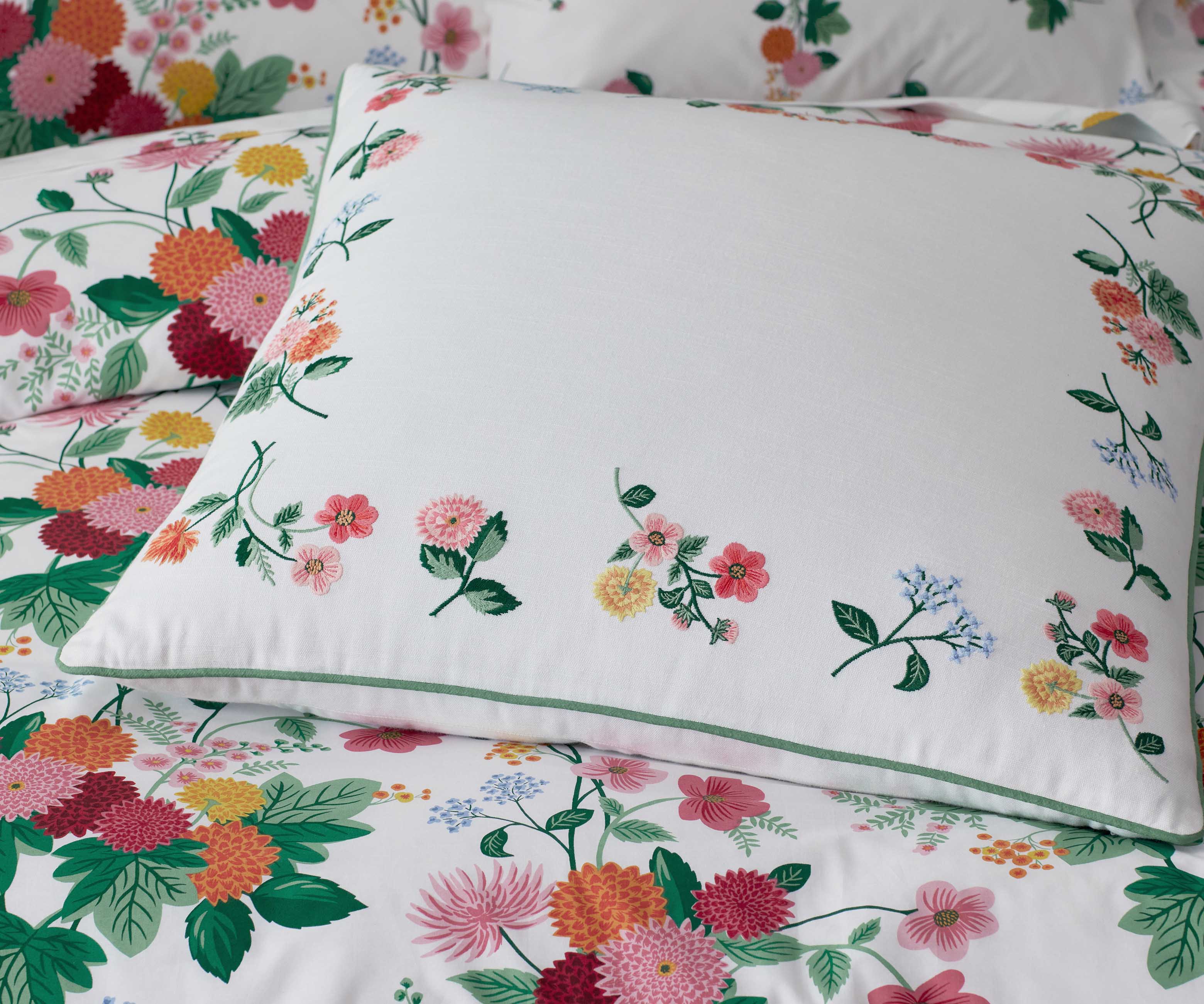 Embroidered Pillow Cover - Dahlia