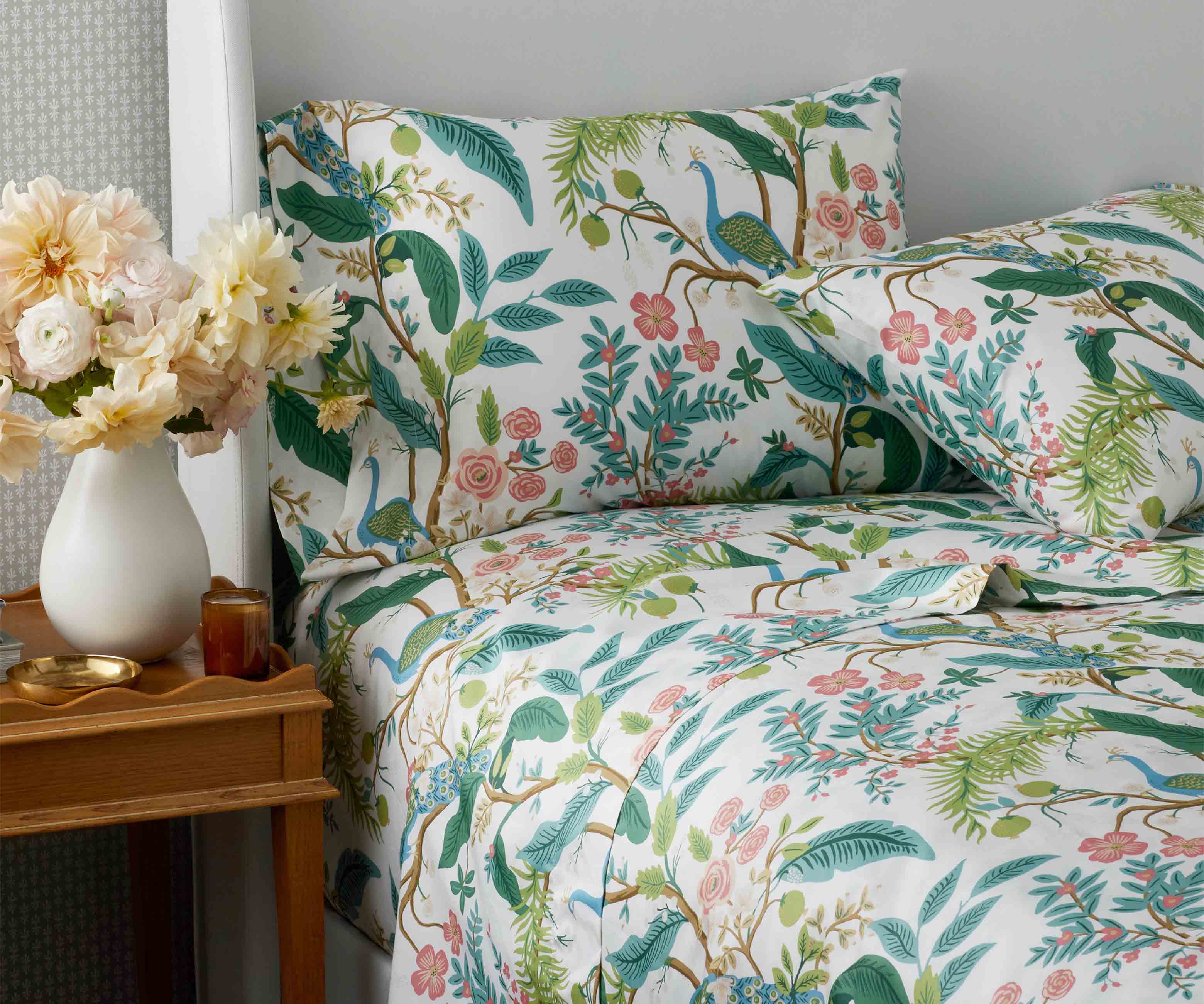 Sateen Flat Sheet - Peacock White