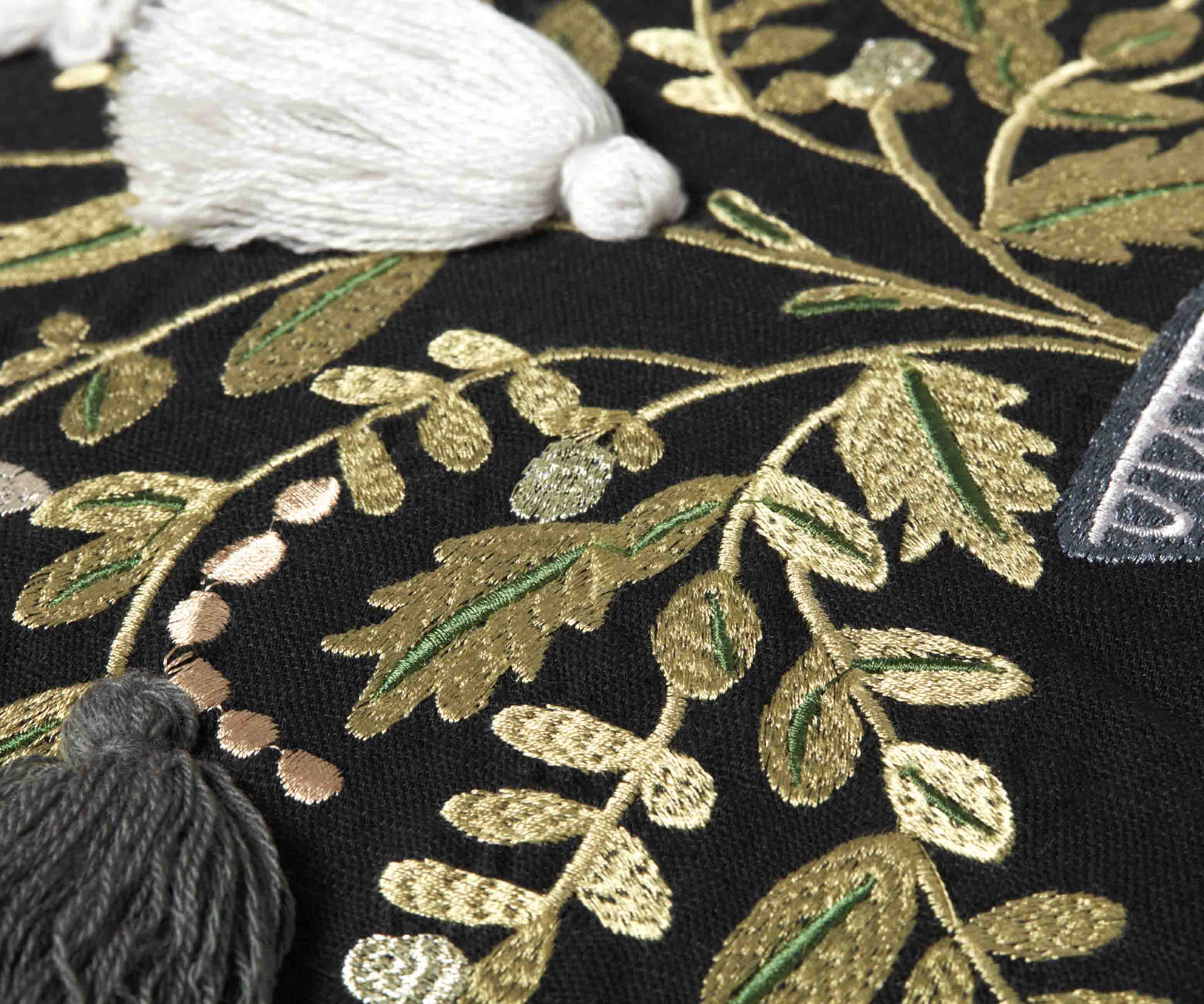 Vase Study No. 5 Embroidered Pillow - Black