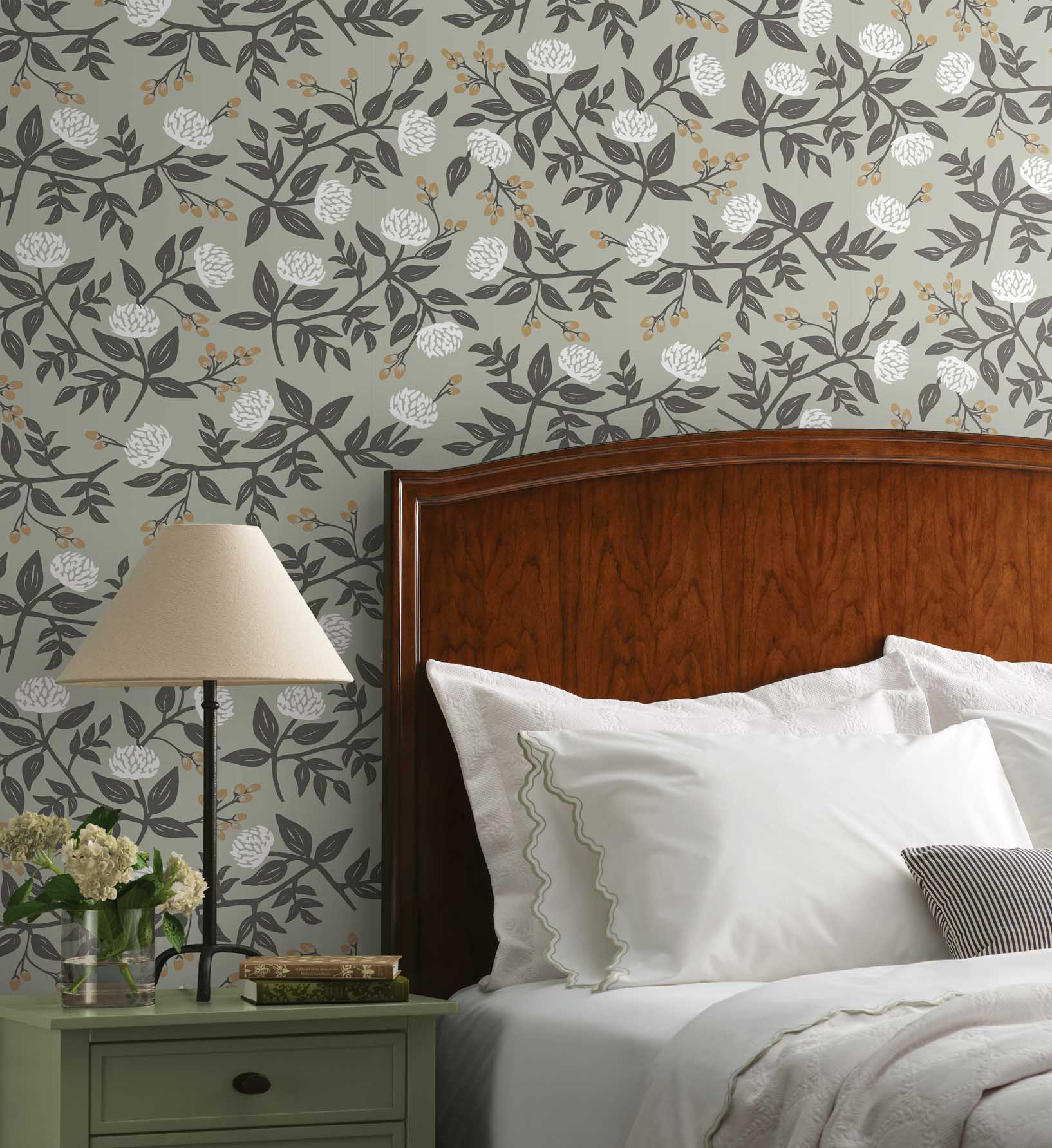 Peonies Peel & Stick Wallpaper Sample - Smoke