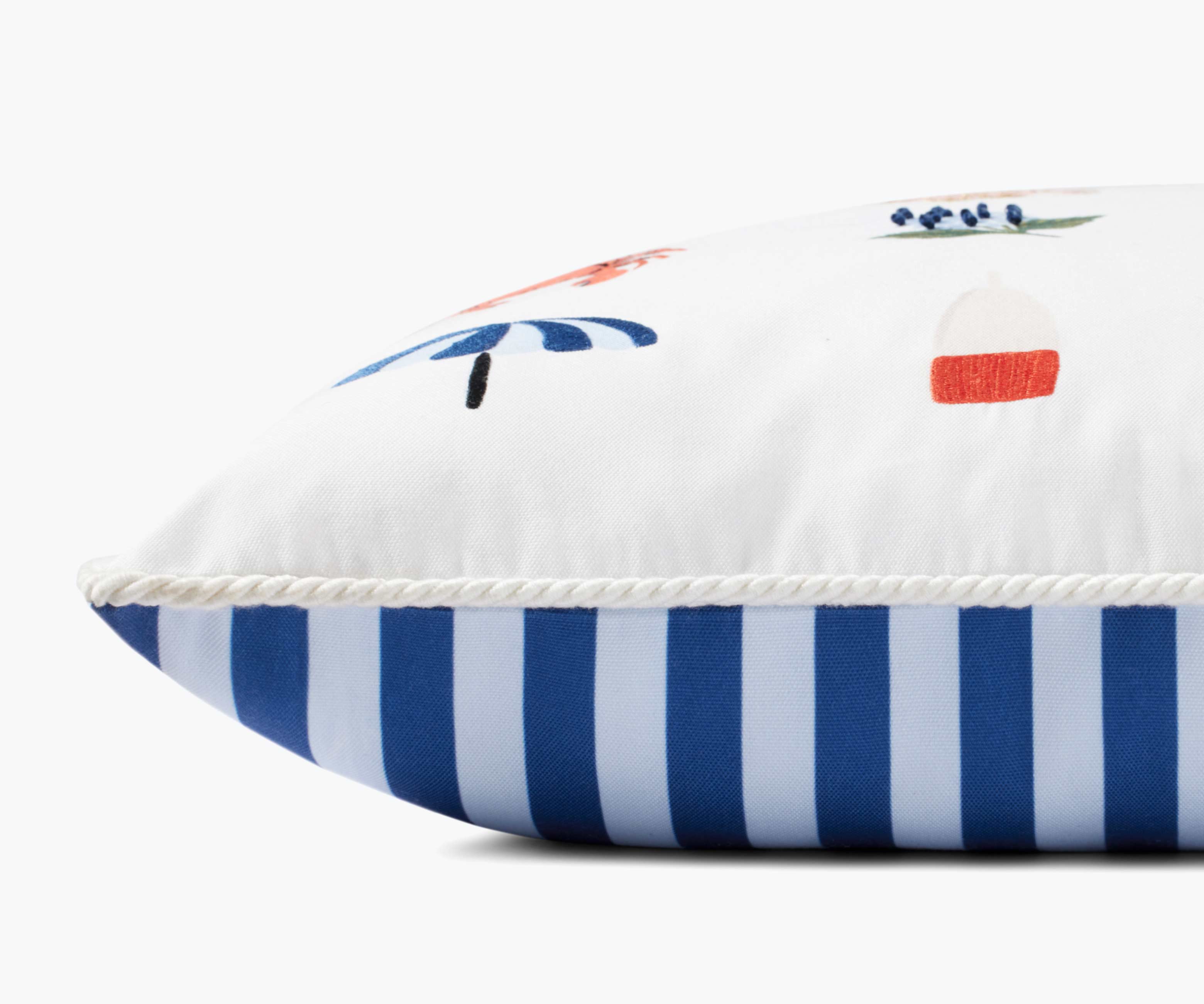 Seaside Embroidered Pillow - White