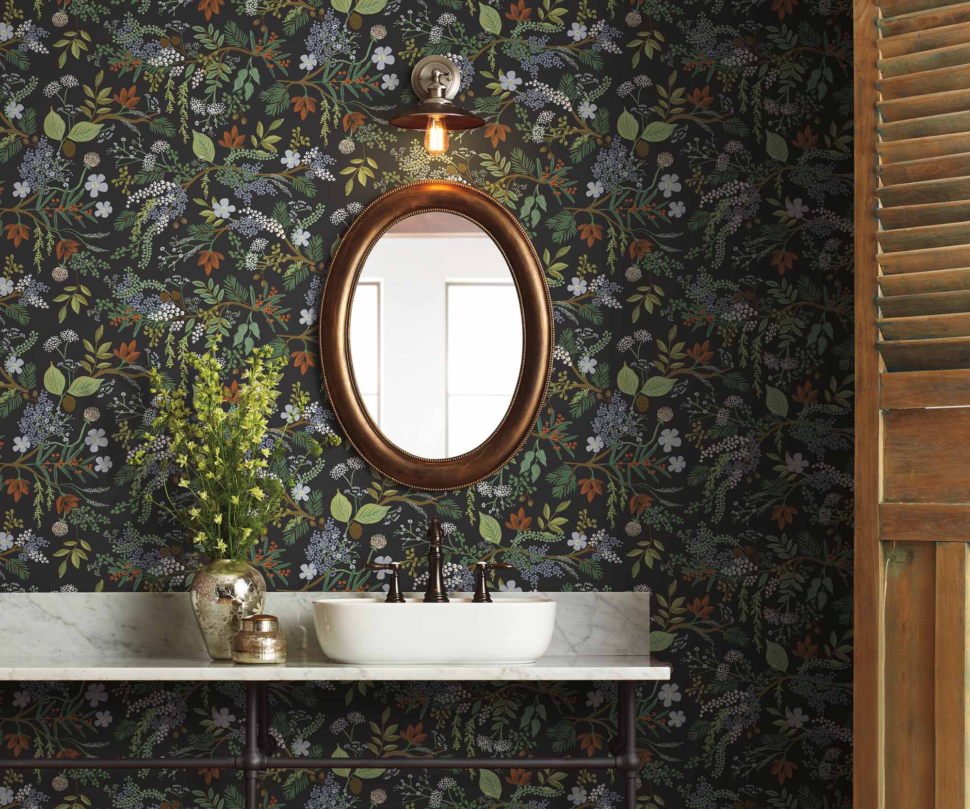 Juniper Forest Peel & Stick Wallpaper Sample - Black