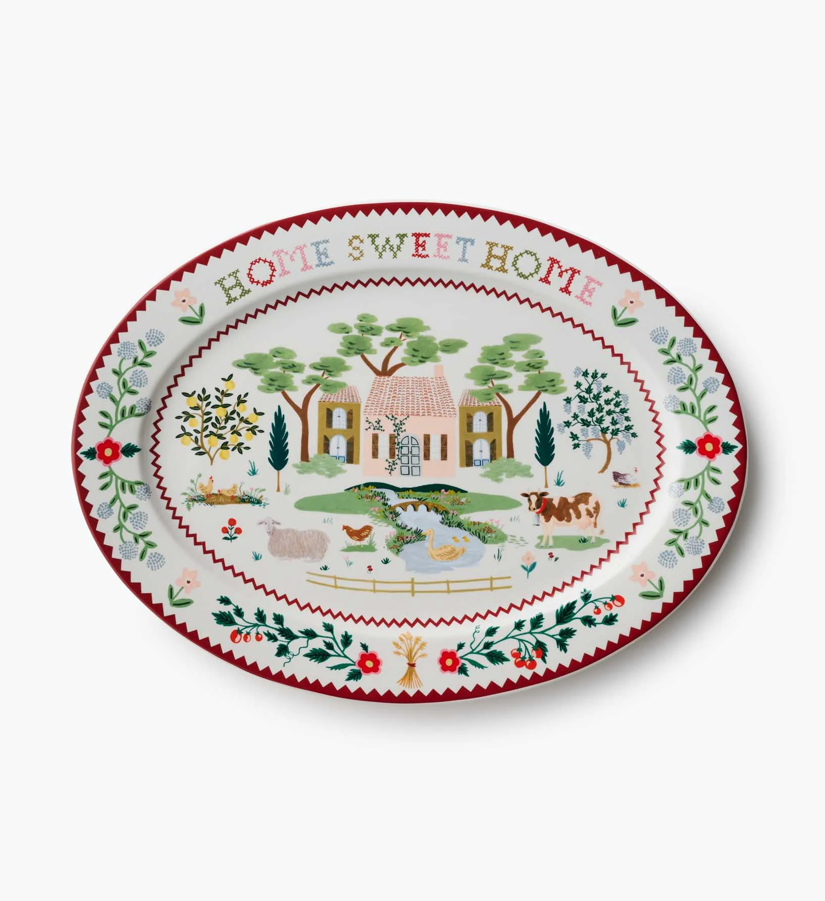 Large Porcelain Serving Platter - Home Sweet Home