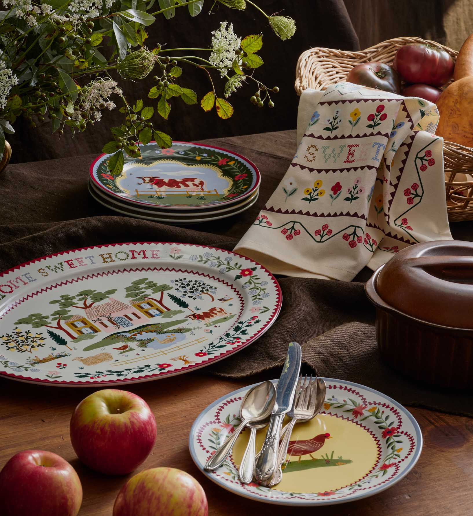 Large Porcelain Serving Platter - Home Sweet Home