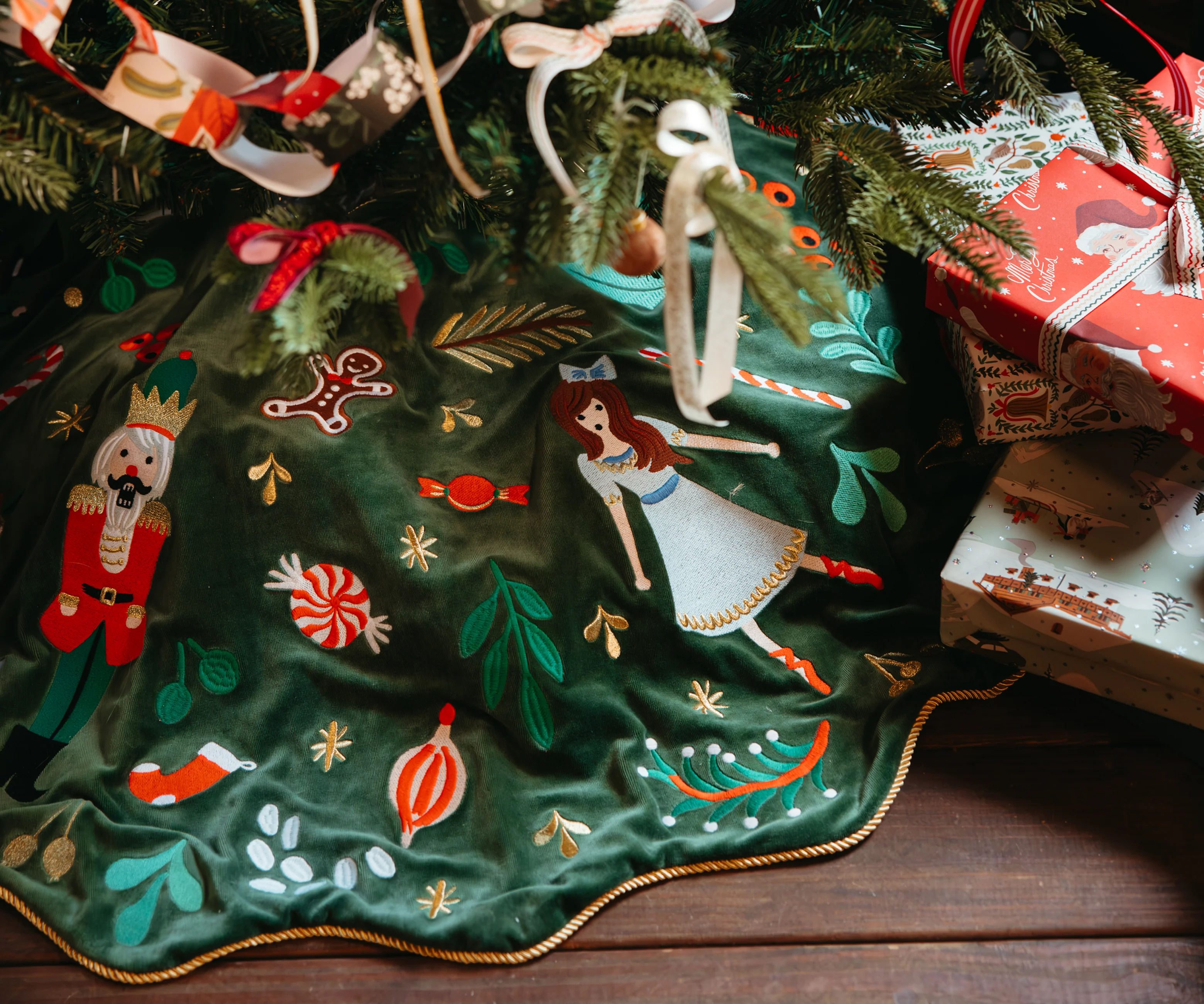 Embroidered Tree Skirt - Nutcracker
