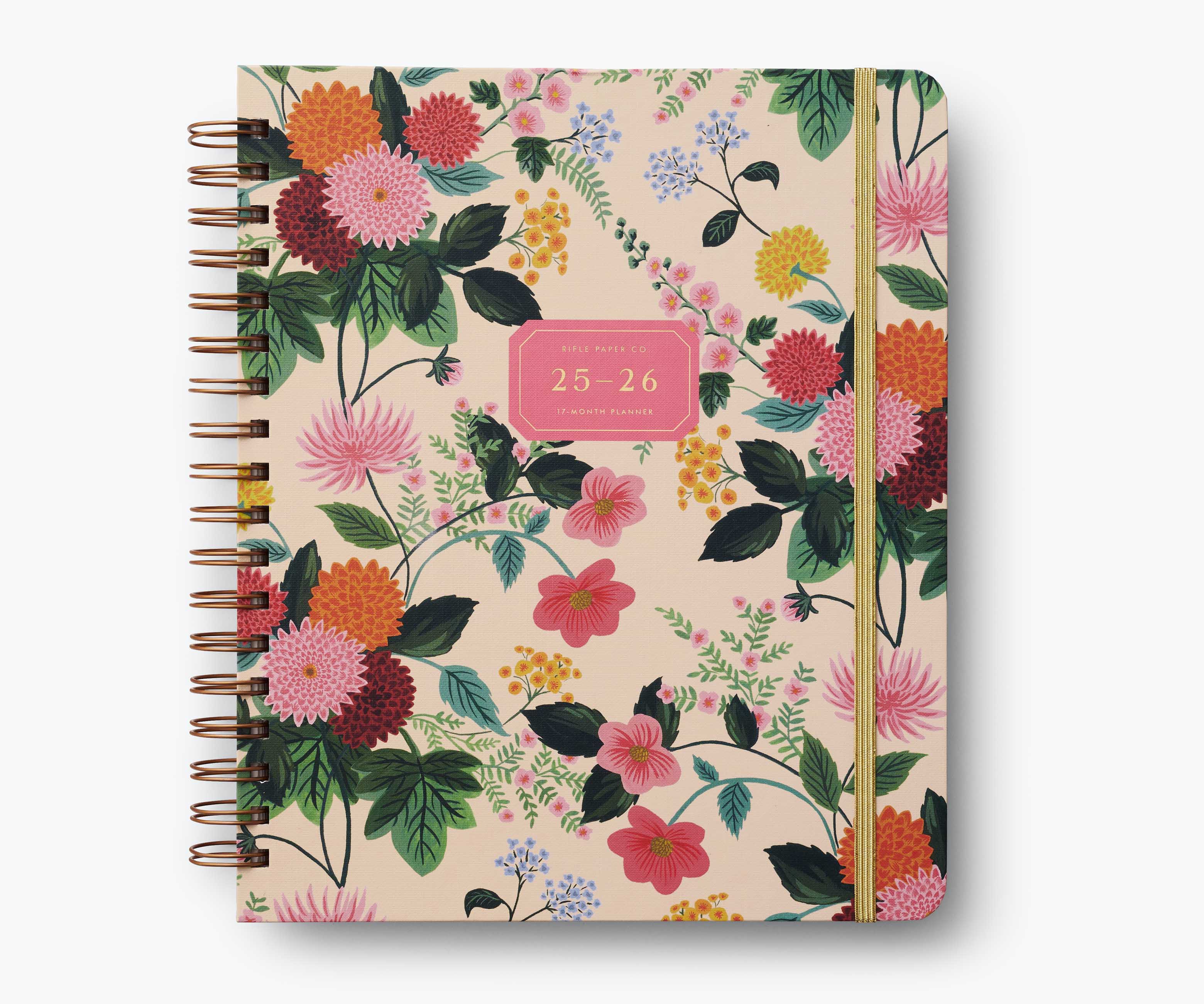 2025-2026 17-Month Academic Hardcover Spiral Planner - Dahlia