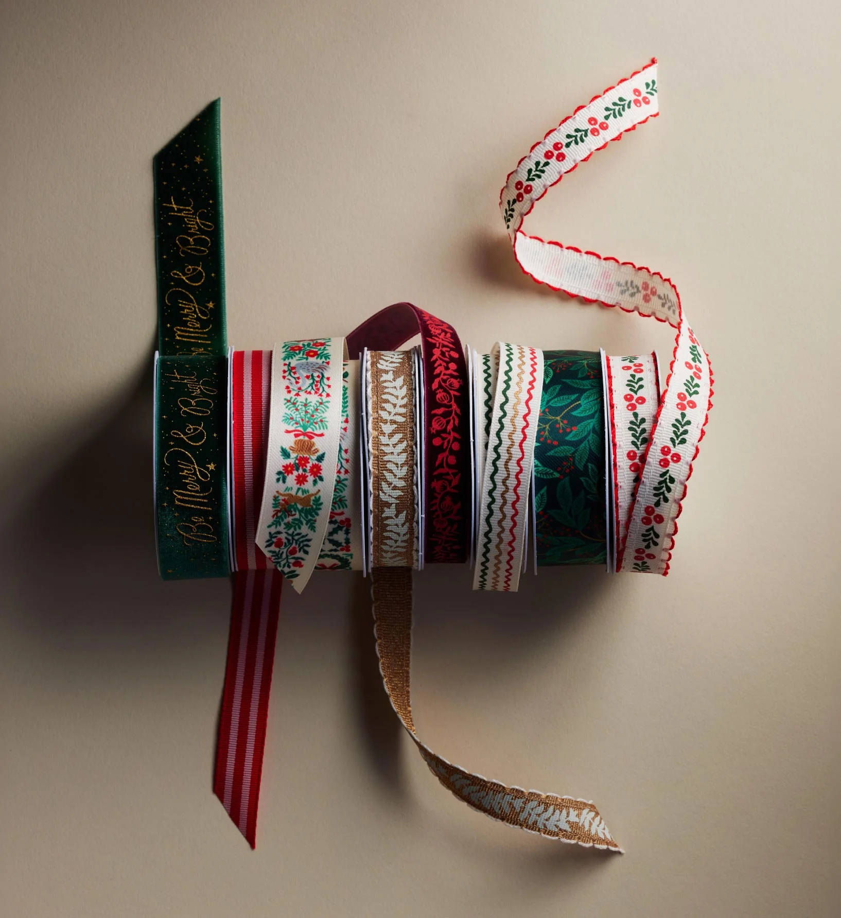 Ribbon Set of 5 - Be Merry And Bright